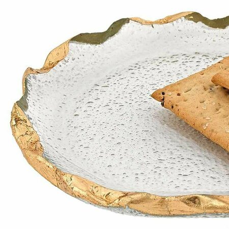 Homeroots 14 in. Glass Oval Edge Gold Leaf Platter 376065